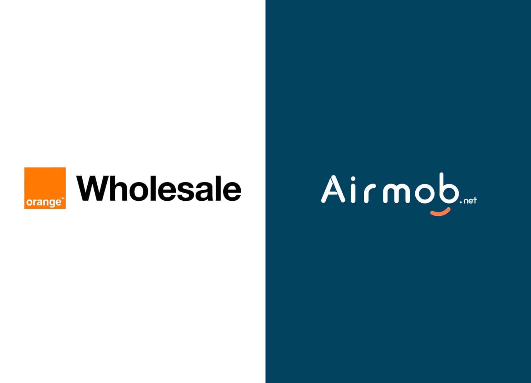Visuel de l'article sur le partenariat Airmob et Orange Wholesale (Logo Orange Wholesale et Airmob)