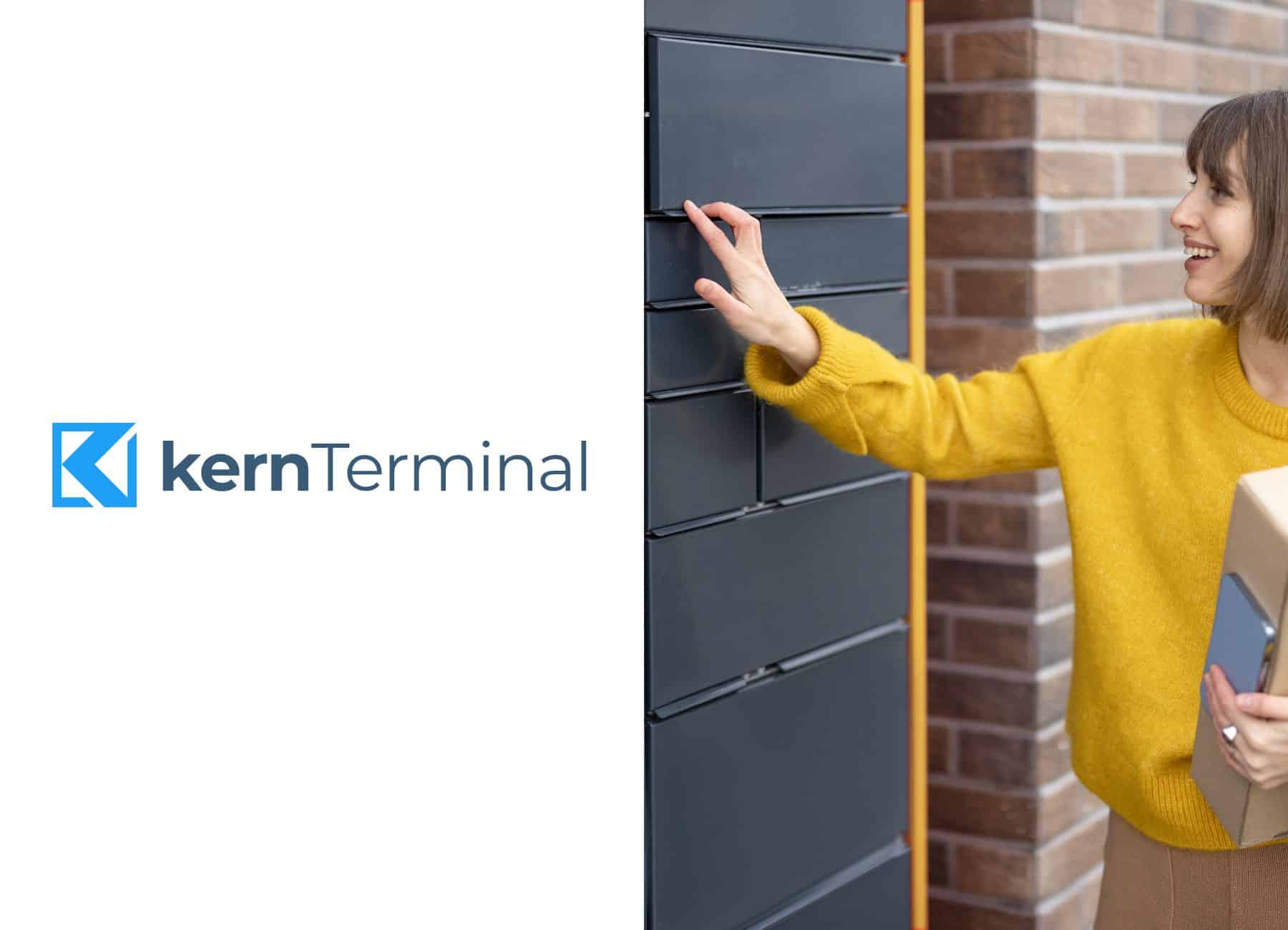 Logo kernTerminal et consigne colis connectée en extérieur